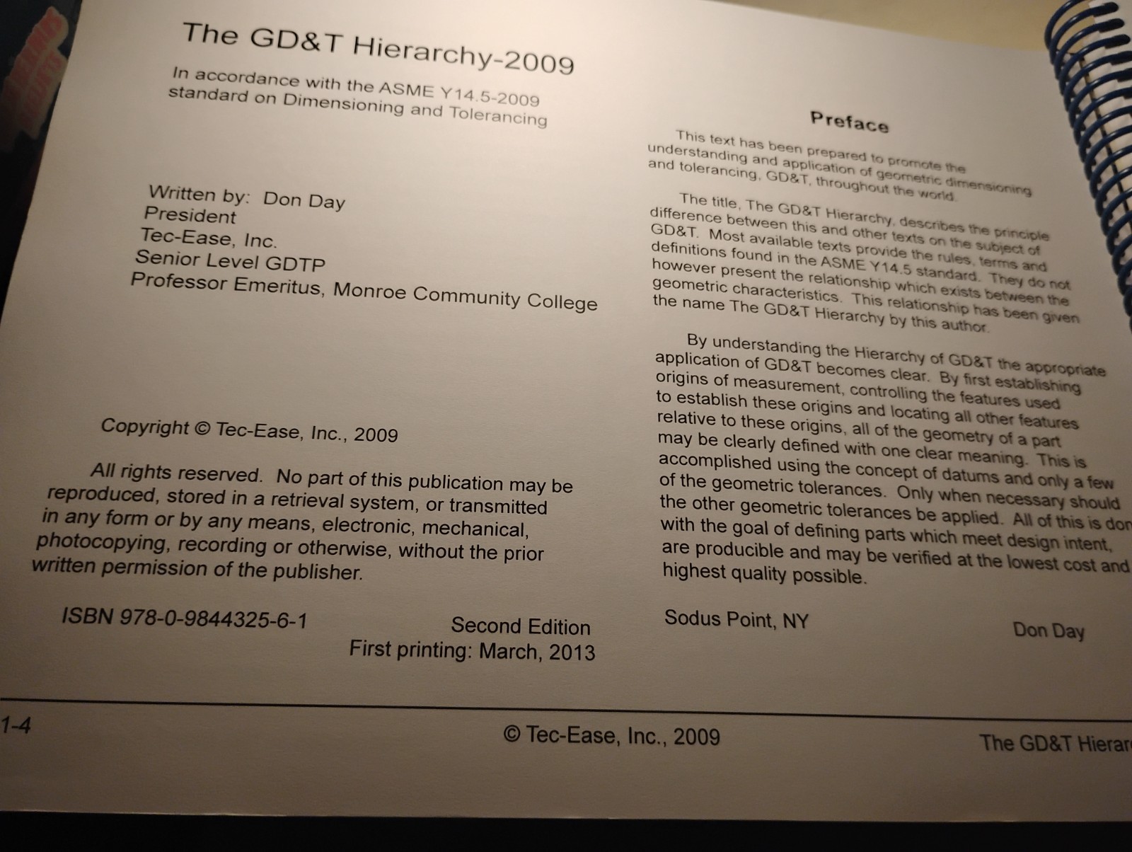 GD&T Hierarchy Y14.5-2009 & Pocket Guide Don Day Tec-Ease Eng. Set VG