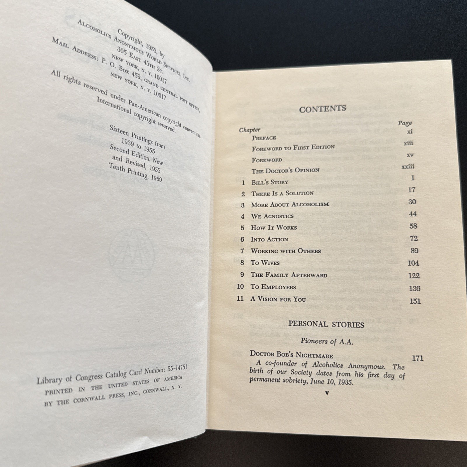 Alcoholics Anonymous 2nd Edition 10th Printing New and Revised 1969 AA Big Book