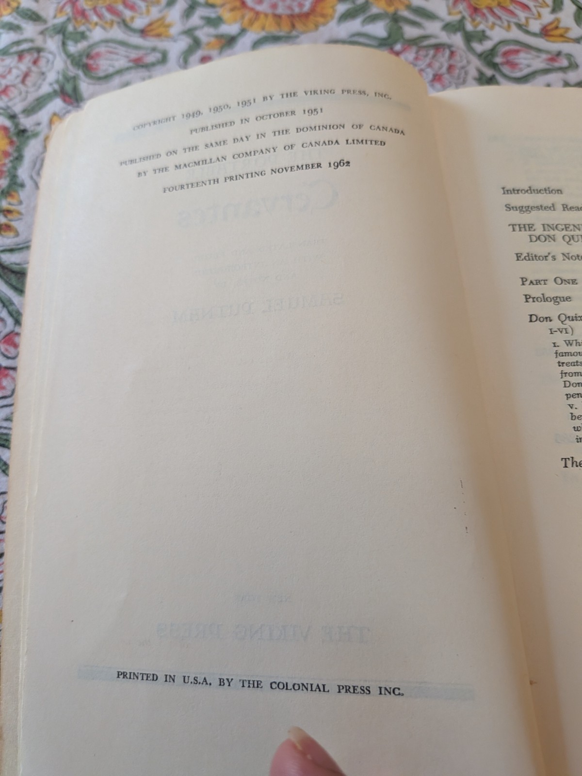 Don Quixote The Portable Cervantes 1964 Vintage Viking Press Putnam Translation
