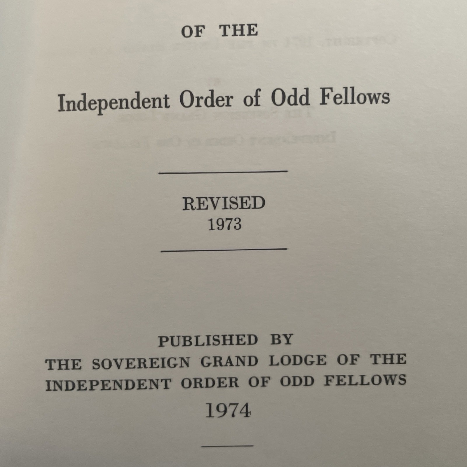 100F Degree Ritual Book Falls Church Virginia Pub. 1974 Odd Fellows