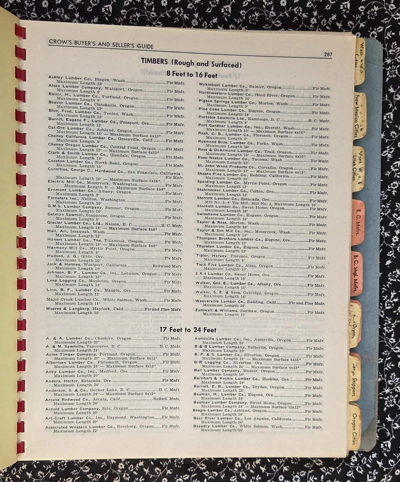 Crow’s Digest Buyer’s and Seller’s Guide, Western Lumber Industry, Portland 1948