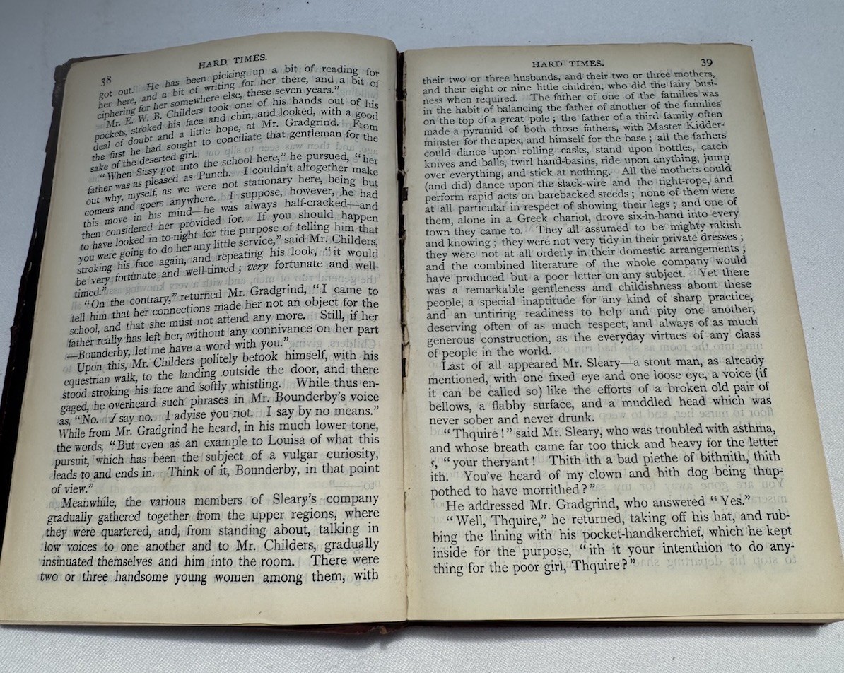 Antique Charles Dickens Book Lot Hard Times & David Copperfield Thomas Nelson
