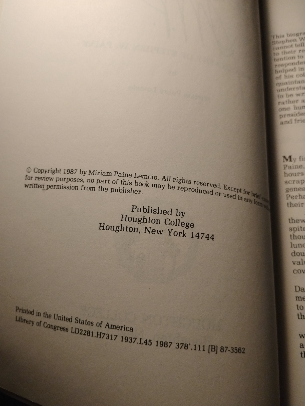 Deo Volente Biography Stephen W Paine Houghton College 1987 Paperback History