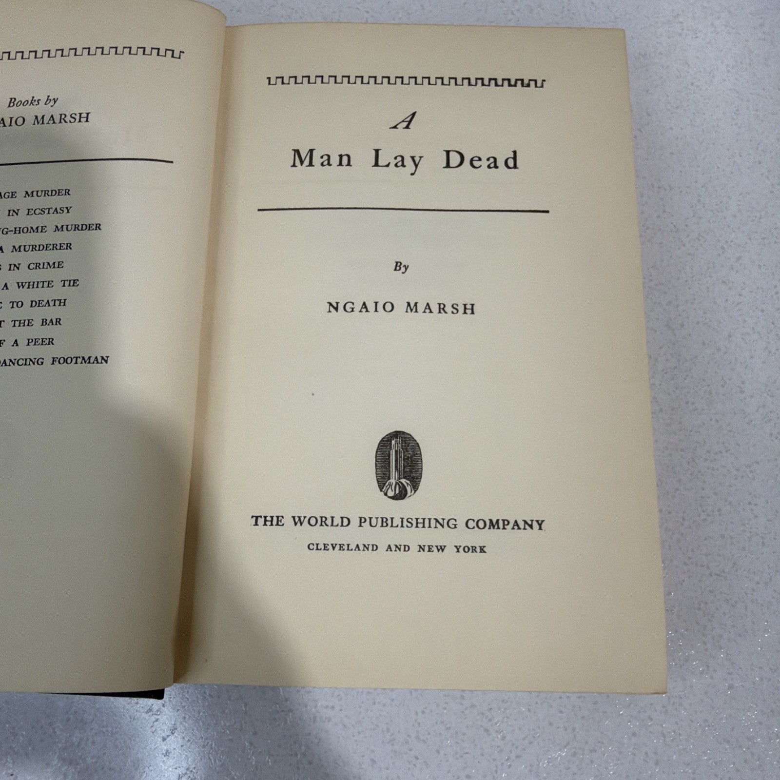 A Man Lay Dead by Ngaio Marsh (1942 Tower Books Edition 1st Printing Hardcover)