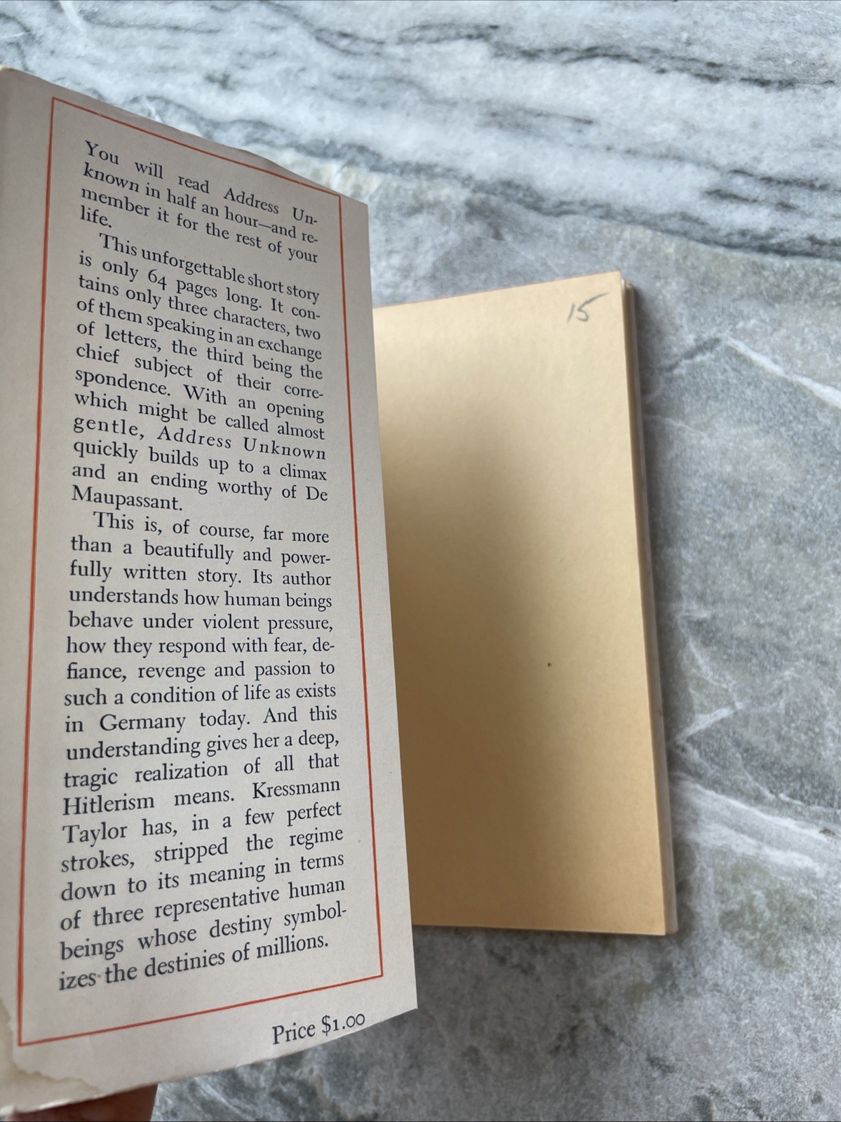 Address Unknown Kressmann Taylor HC DJ VTG 1939