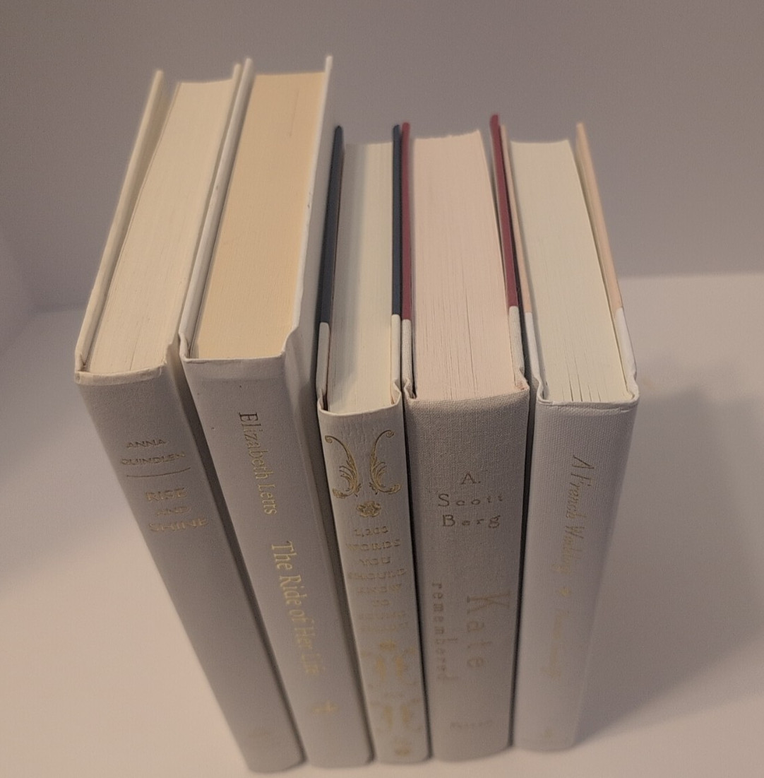 Lot of 5 Decor Books Gold Lettering White Cream Shades Staging Home Decor Prop