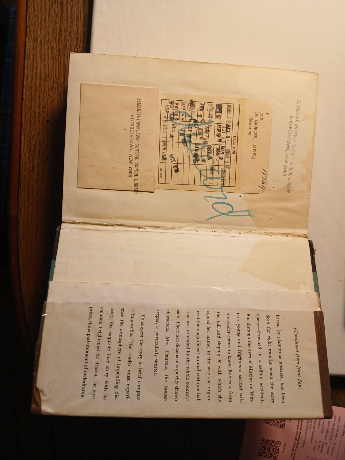 Daphne Du Maurier booklot 4, 3 book club, DJ/G cond. Rebecca 1938 U.S. poor s-2