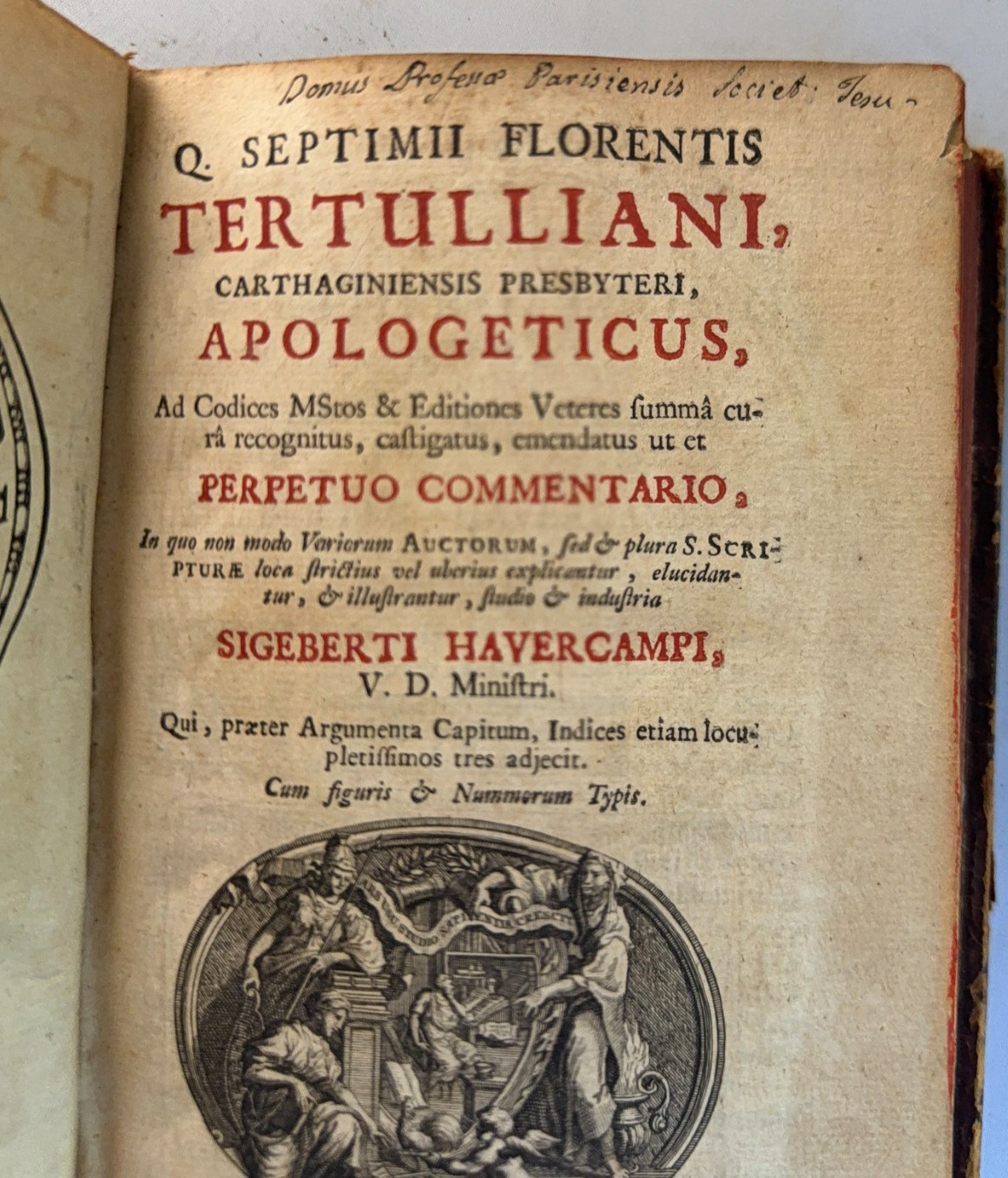 1718 Q.SEPTIMII FLORENTIS TERTULLIANI CARTHAGINIENSIS PRESBYTERI APOLOGETICUS