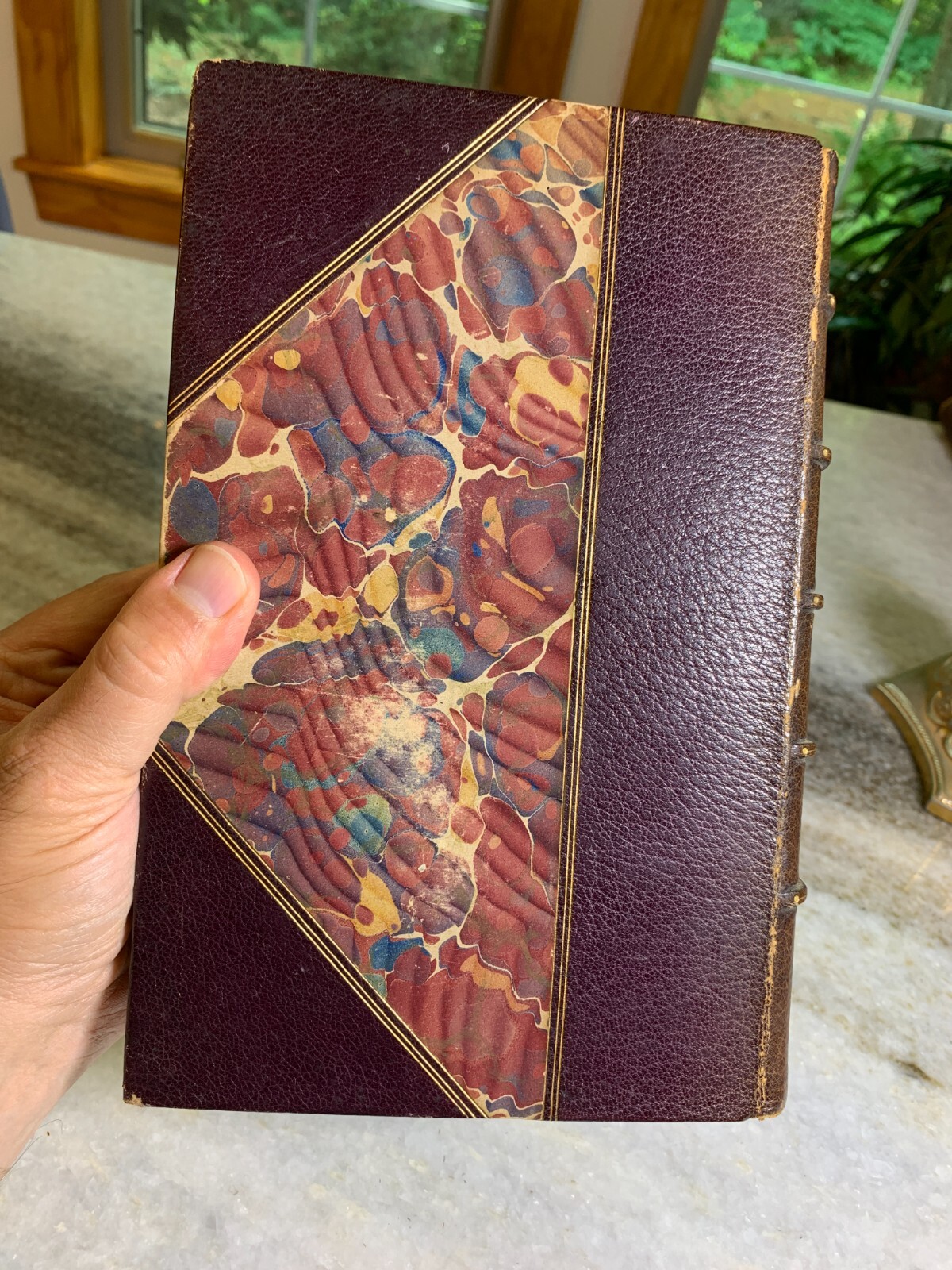 Antique 1857 Leather Ornate Gilded Embossed Victorian Book Bacon’s Essays 1st Ed