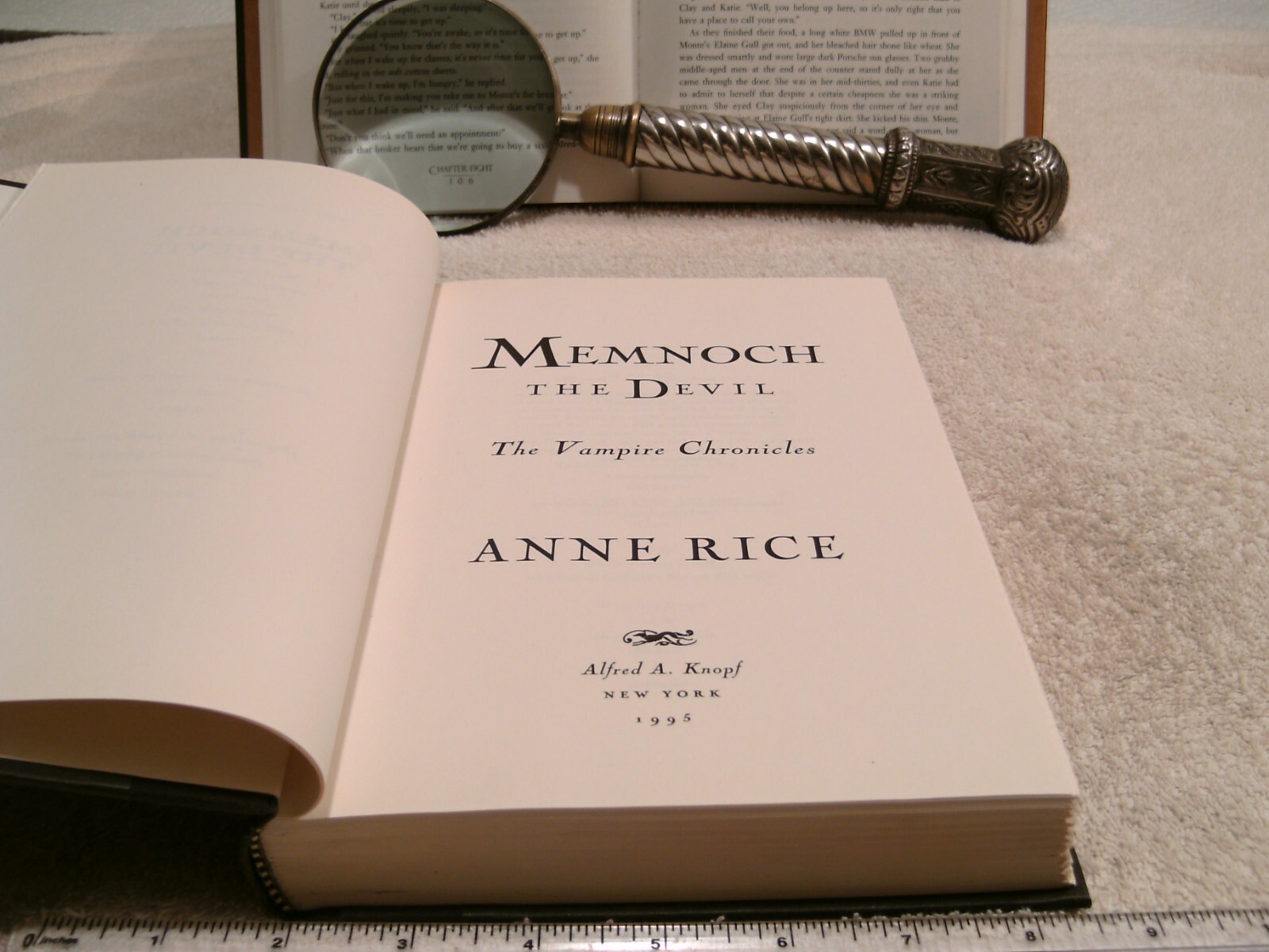 Anne Rice *MEMNOCH THE DEVIL* Inscribed/Signed HC/DJ 1st Edition – 1st Printing