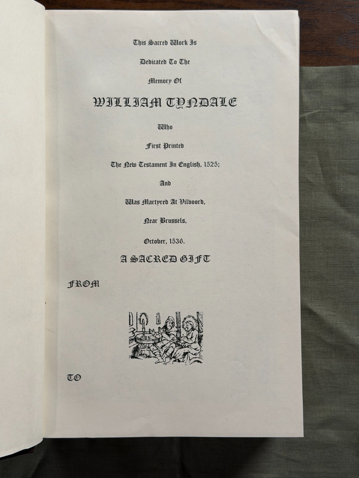 1549 Matthew’s Tyndale Bible Facsimile Leather Gibbor Edition w/ Original Leaf