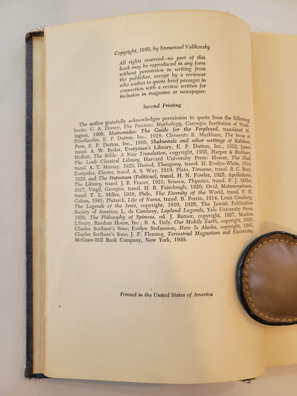 Controversial best-seller: “Worlds in Collision,” 1950 (Hardcover)