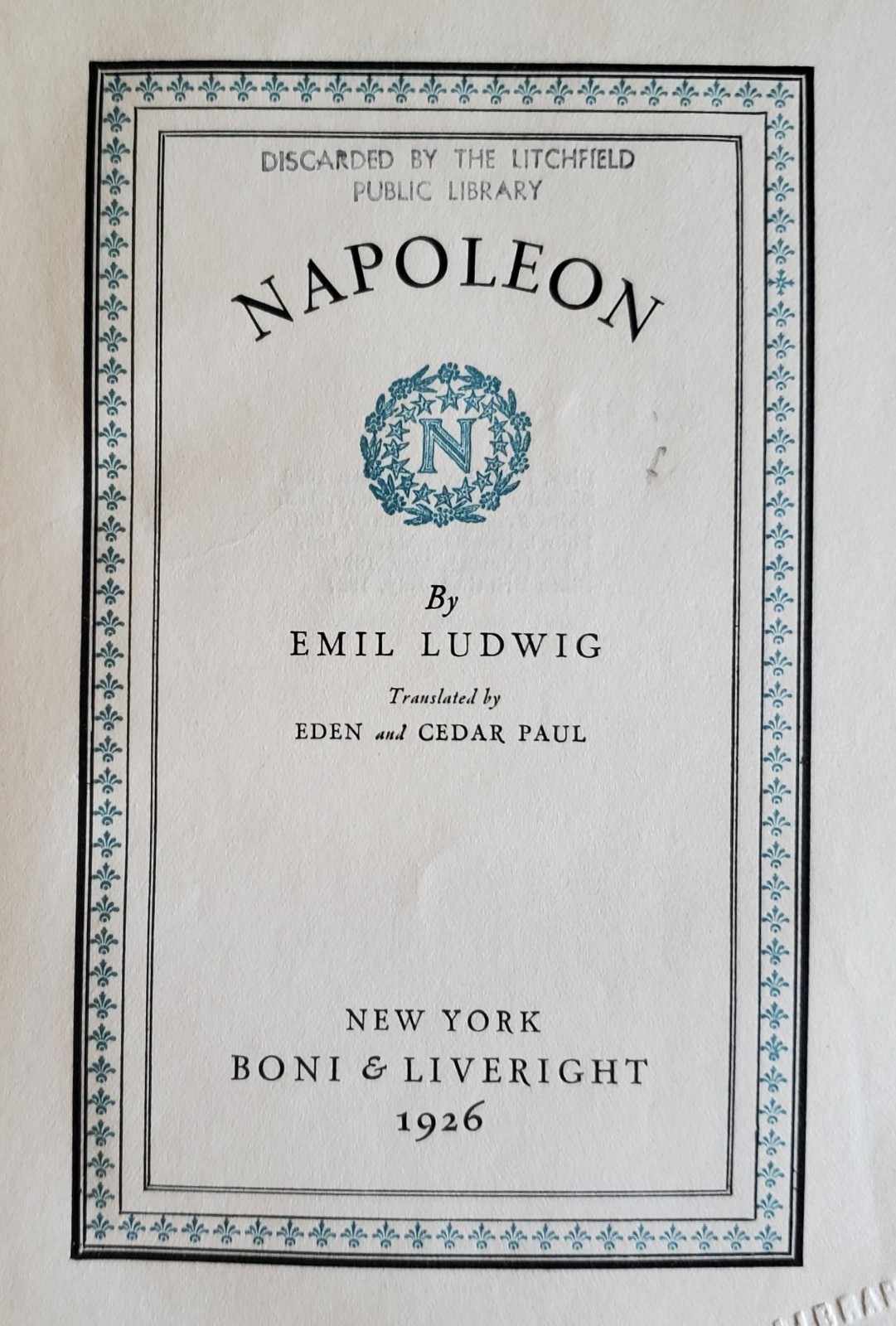 ANTIQUE BOOK – “NAPOLEON” BY EMIL LUDWIG 1926 FIRST EDITION