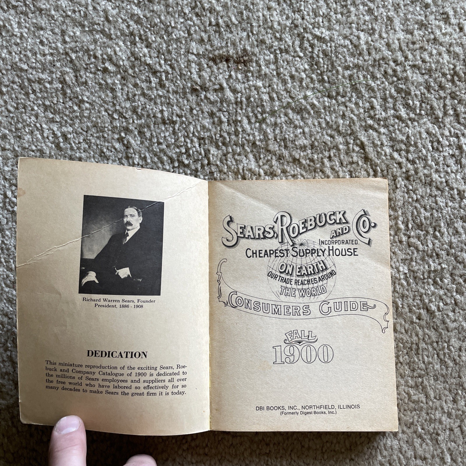 Fall 1900 Sears Roebuck and Co Consumers Guide PB Book Vintage 1970