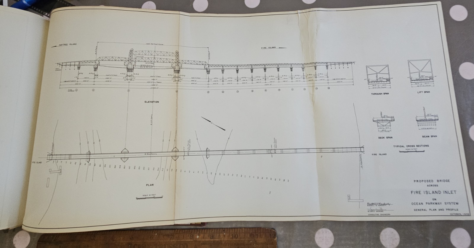 Rare 1938 REPORT HURRICANE ROBERT MOSES Long FIRE ISLAND LI Map & Photos Bridge