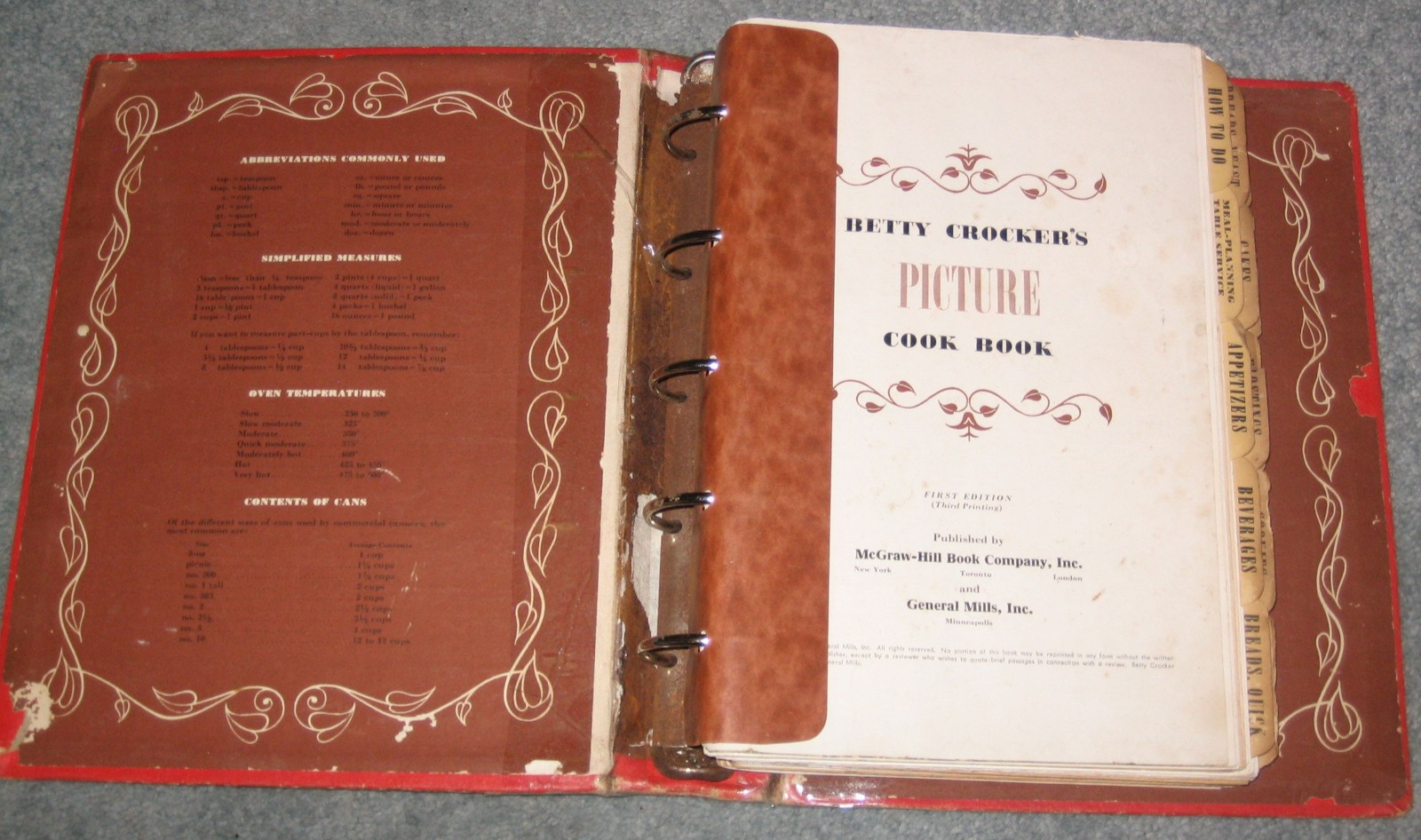 Betty Crocker’s Picture Cook Book 5 Ring HB 1950 First Edition 3rd Printing