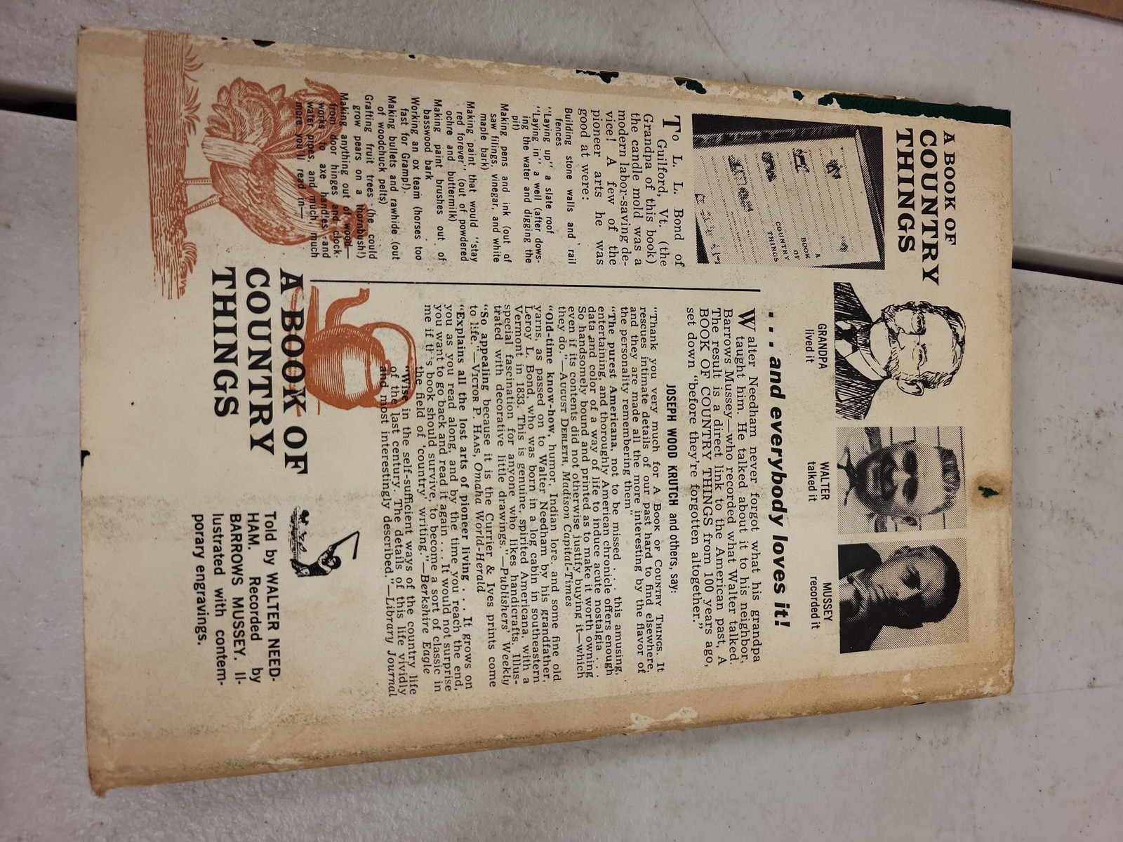 Walter Needham Book Country Things 1965 Vintage Americana Folk Life Crafts