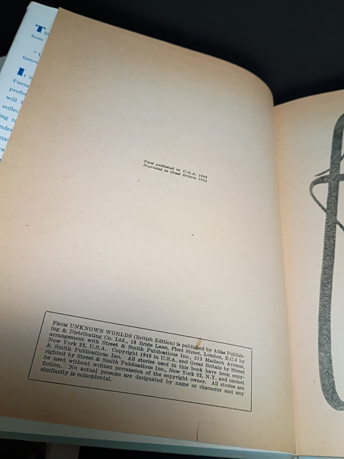 FROM UNKNOWN WORLDS-1952-BRITISH-CARTIER COVER-BLOCH-STURGEON-KUTTNER