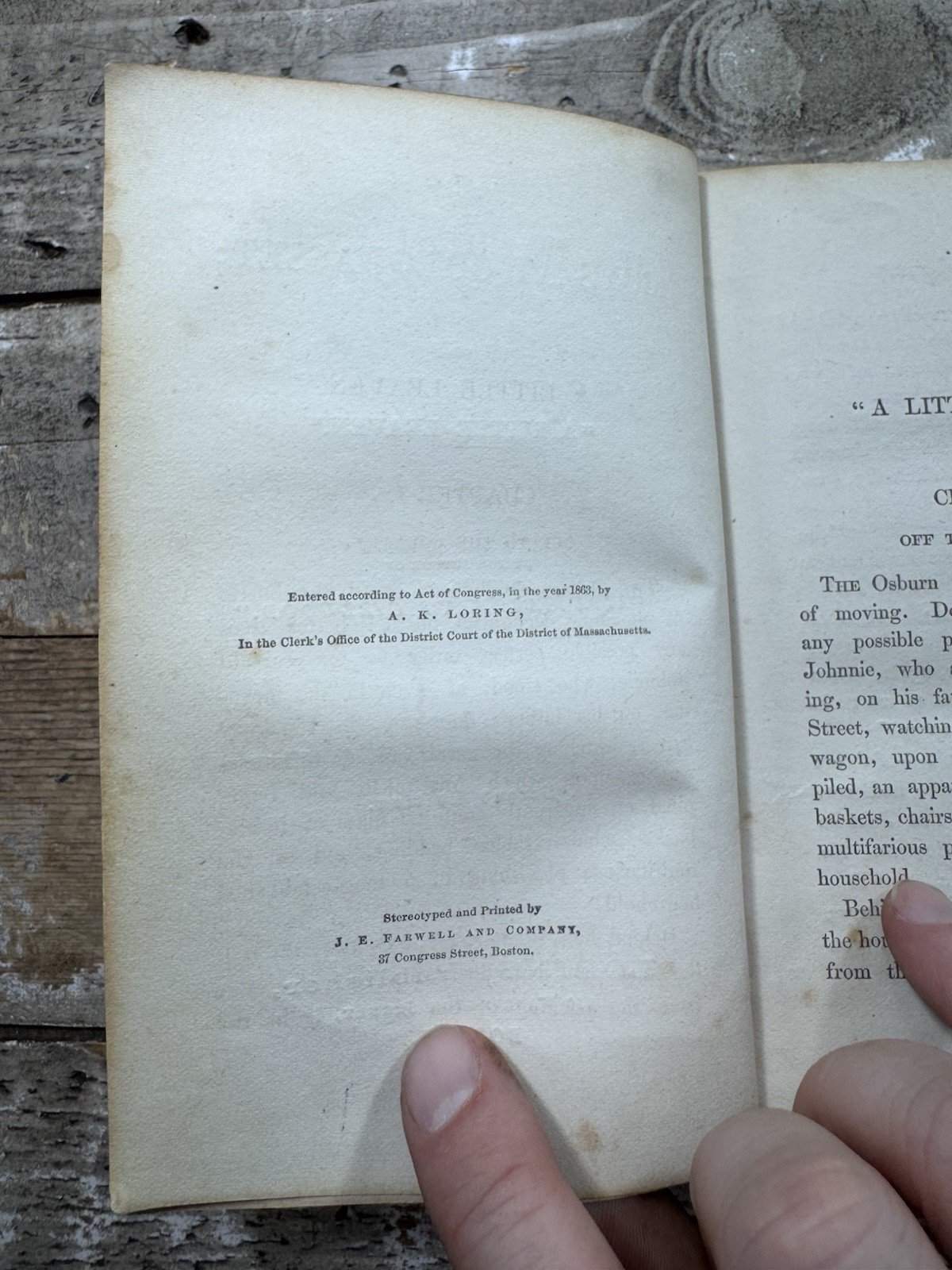 1863 Antique Juvenile Fiction Book “Boys at Chequasset” Loring