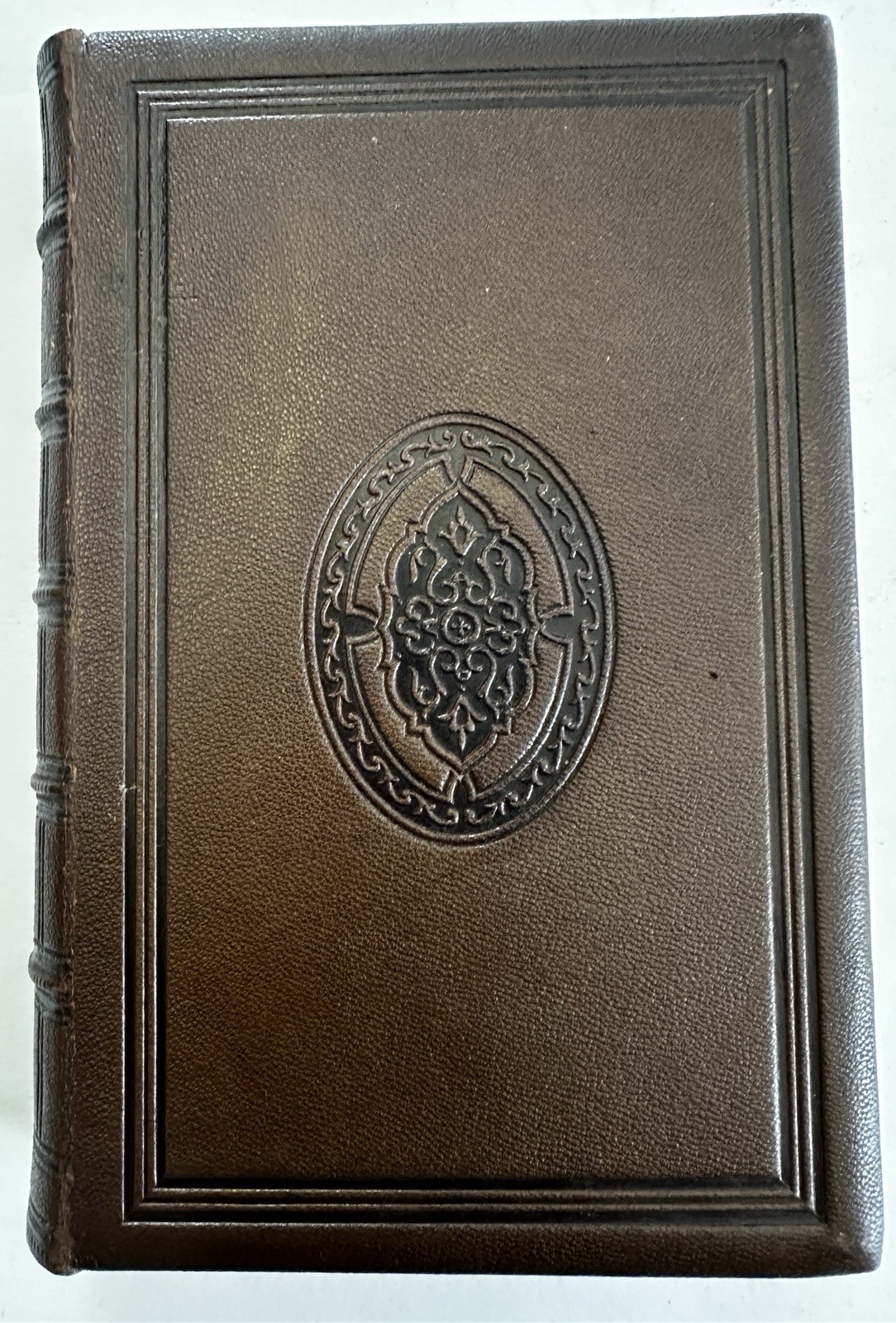 Embossed publisher’s fine gift leather binding 1855 Goldsmith Essays Poems Plays