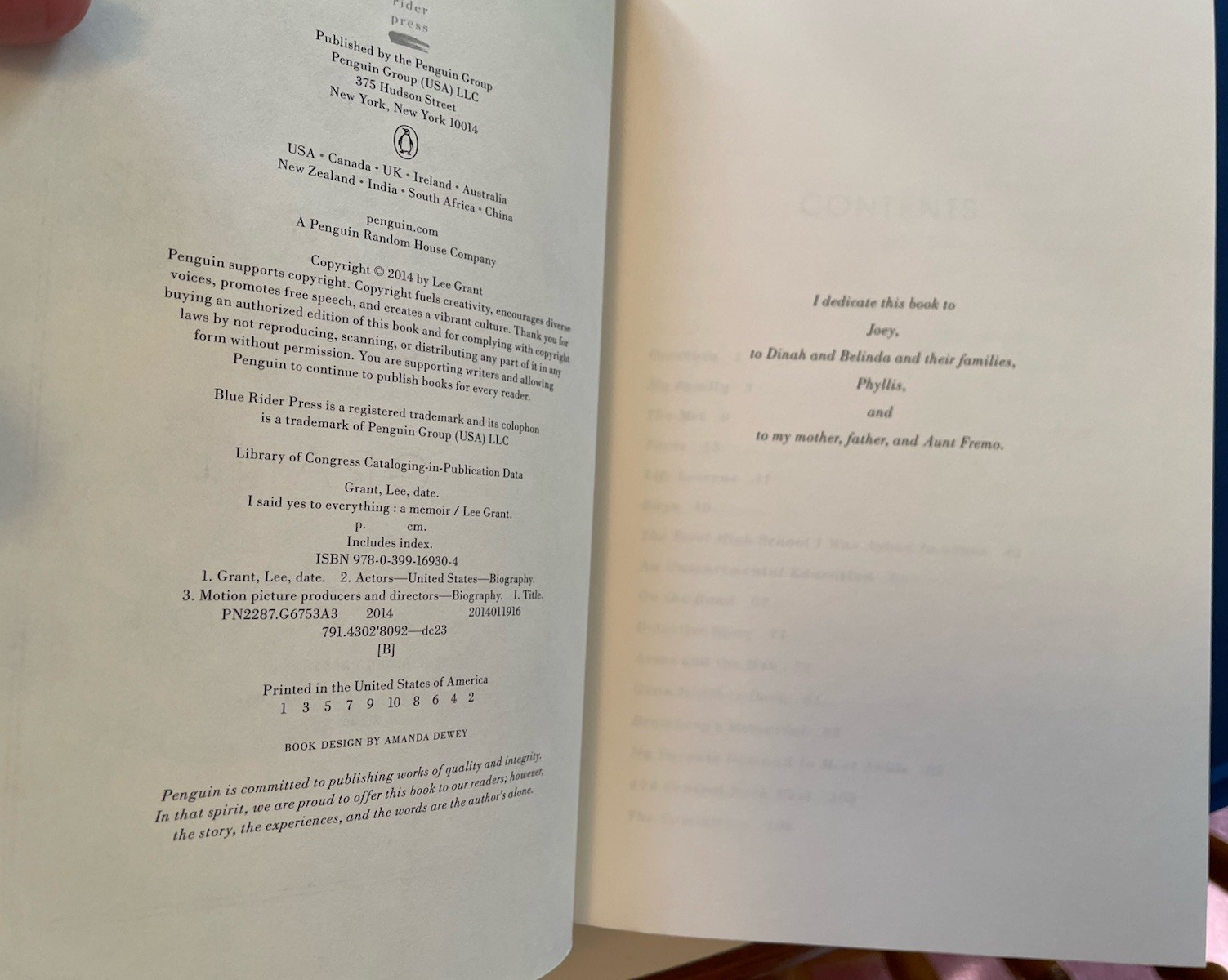 I SAID YES TO EVERYTHING **SIGNED BOOKPLATE ** First edition – LEE GRANT