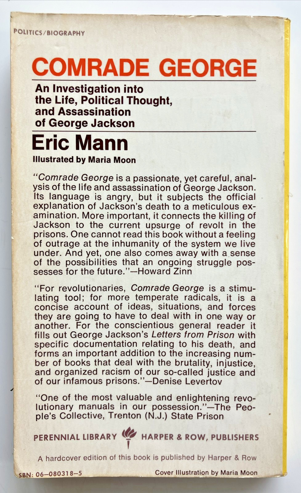 Comrade George an Investigation Eric Mann RARE 1974 Perennial Library Paperback