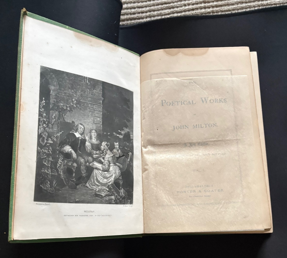 Antique 1800’s Book THE POETICAL WORKS OF JOHN MILTON Paradise Lost/2 Vols. in 1