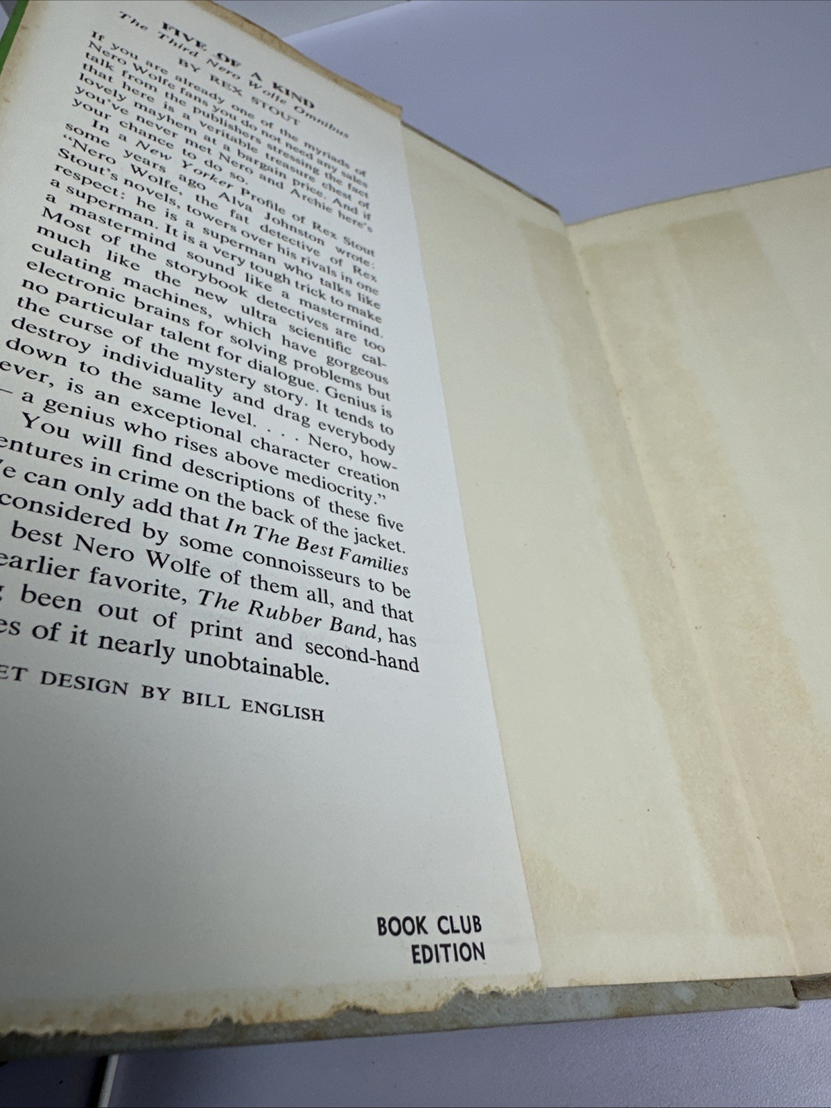 Rex Stout – Five of a Kind – 1st/1st 1961 Viking – Nero Wolfe Omnibus