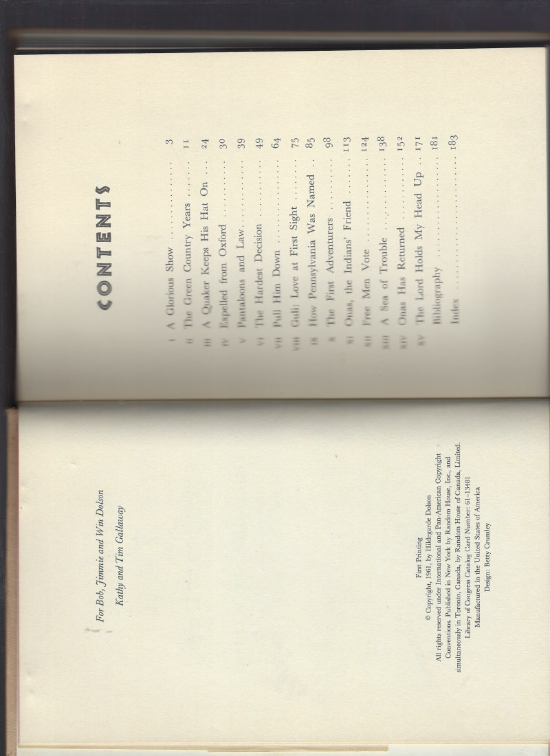 William Penn Quaker Hero Landmark #98 w Author Letter FIRST PRINTING HB/DJ