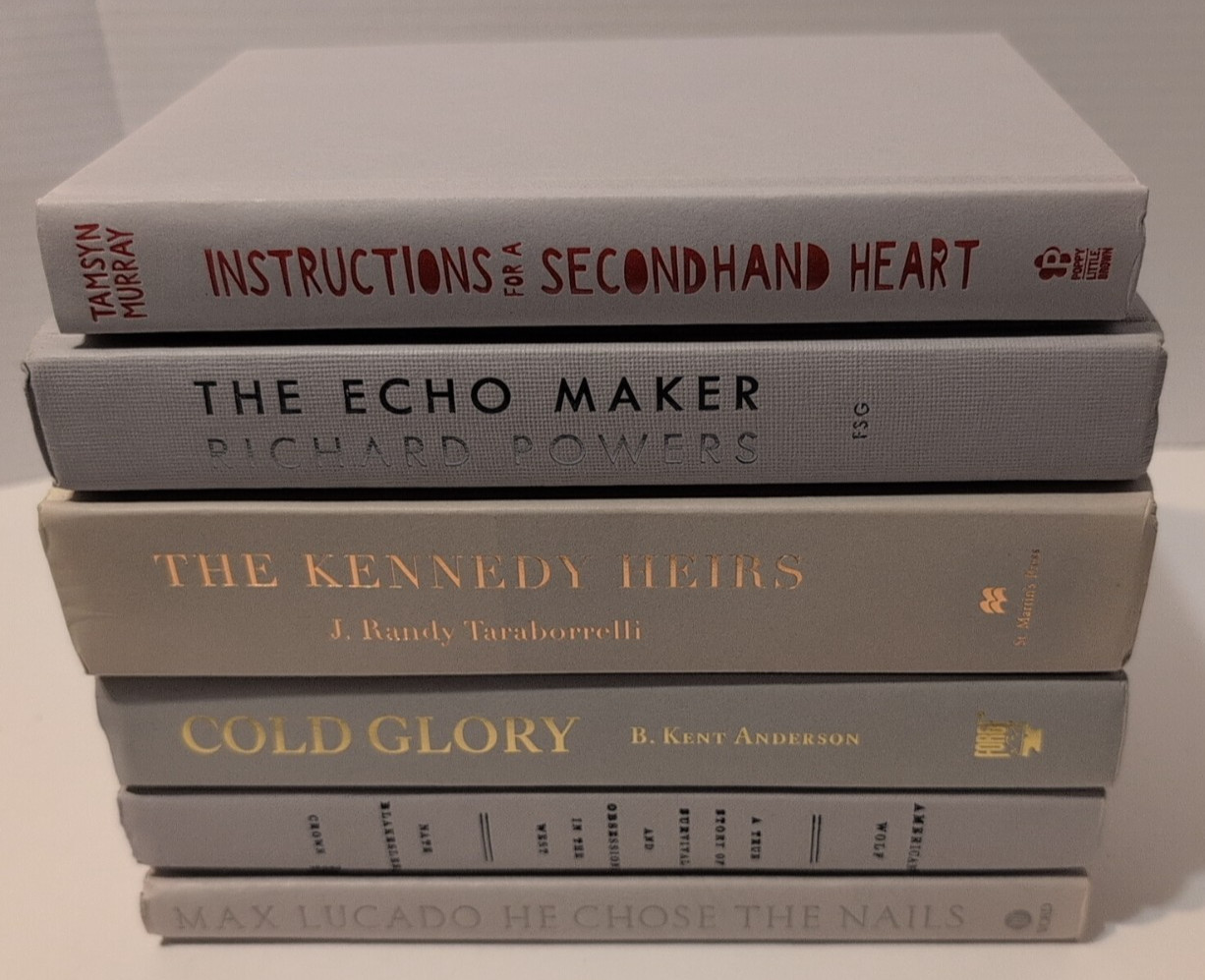 RANDOM Lot of 6 Hardcover GREY Shades Mix Silver Books Staging Prop Decor Modern