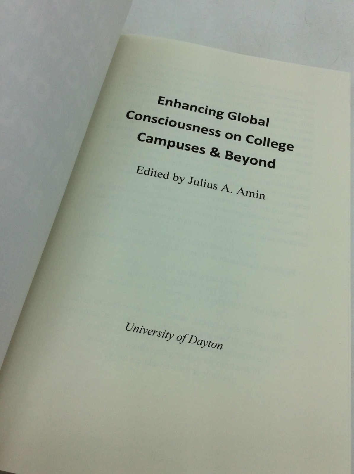 ENHANCING GLOBAL CONSCIOUSNESS ON COLLEGE CAMPUSES & BEYOND – 2020 1st ed