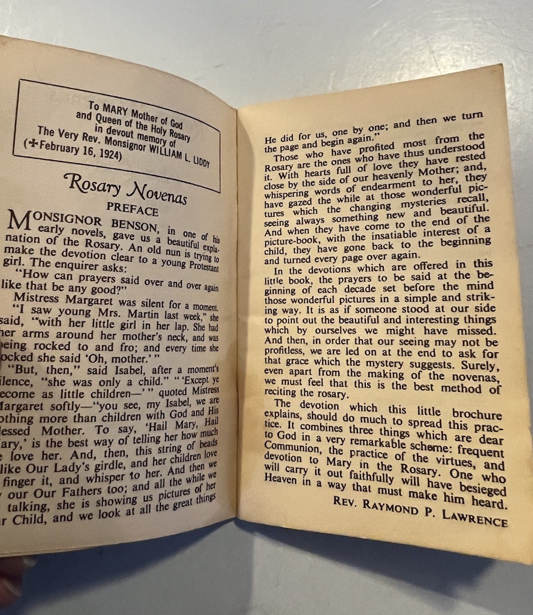Vintage 1954 Booklet ROSARY NOVENAS TO OUR LADY Catholic Benzinger Publishing