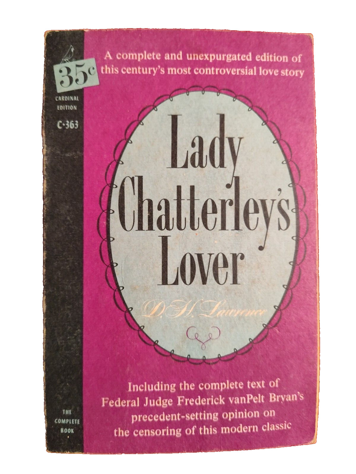 Lady Chatterley’s Lover D.H. Lawrence 1959 PB Vintage Paperback Cardinal C-363