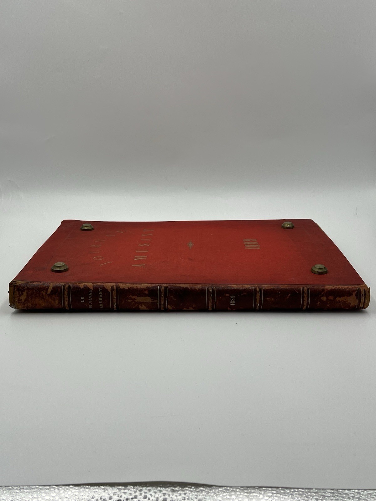 Rare Antique 1889 Journal Amusant Paris Illustrated Satirical Leather Bound Vol.