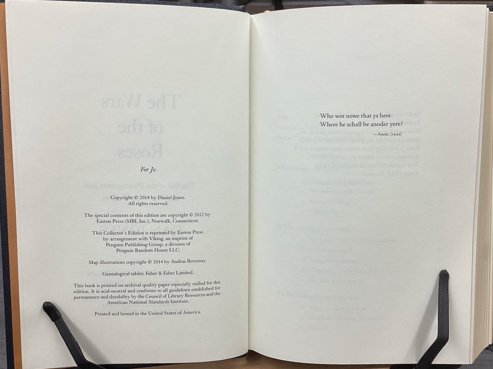 2022 The War of the Roses by Dan Jones the Easton Press