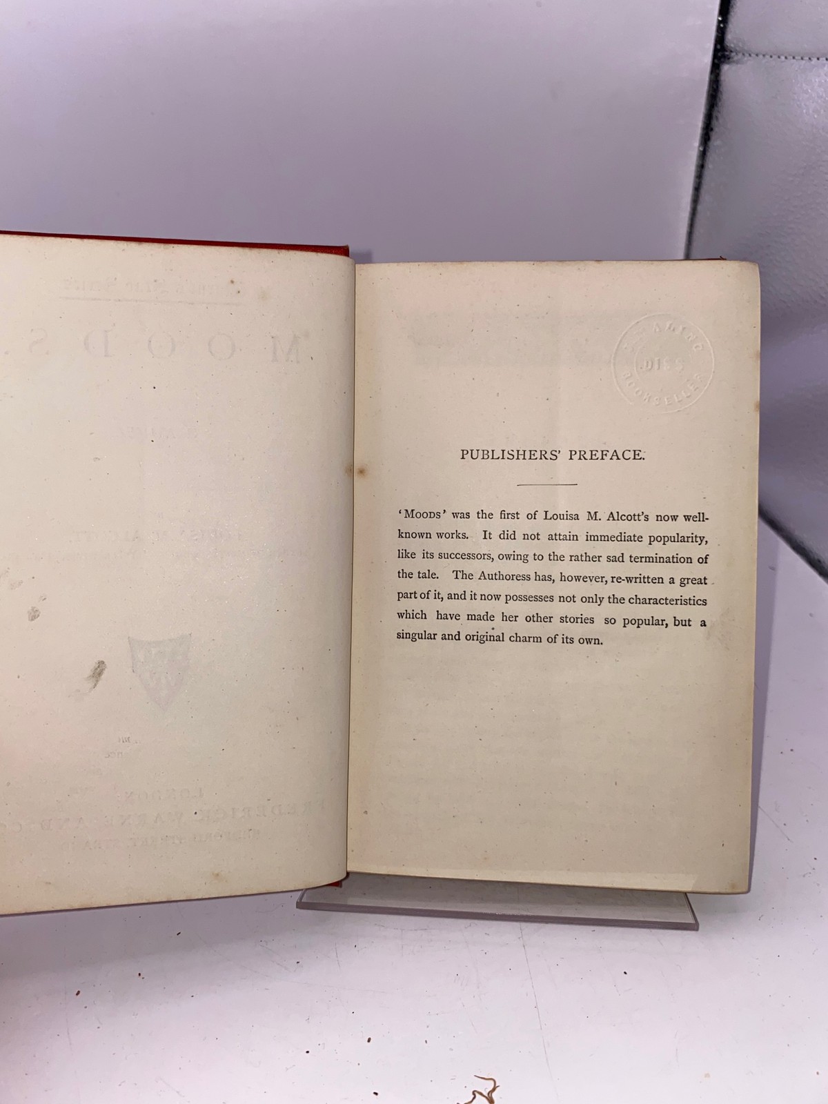 Frederick Warne Book Moods Louisa M Alcott Warnes Star Series Red Cloth Gilt