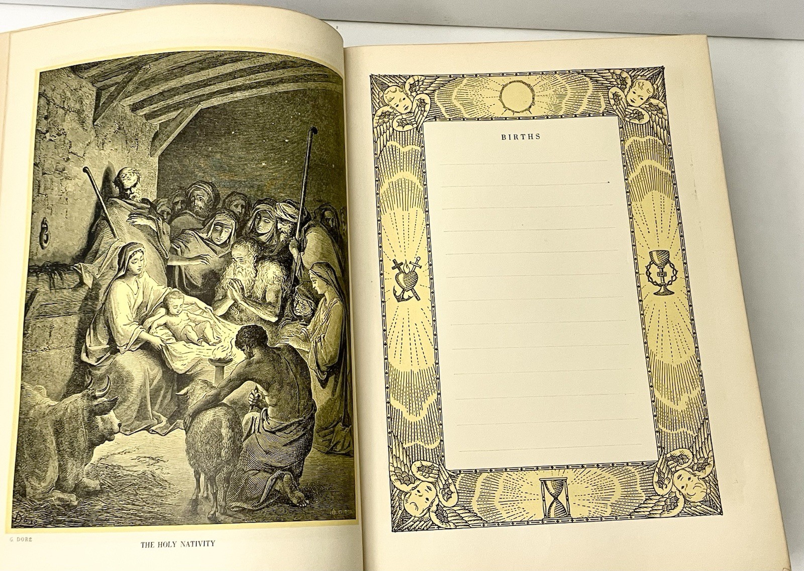 Illustrated Family Bible 1930’s Heavy Leather Gothic Gustave Doré Illustrated