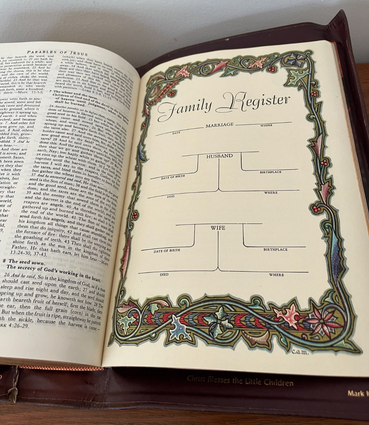 Vintage Family Heritage Bible 1955 King James Illustrated Red Letter Edition NEW