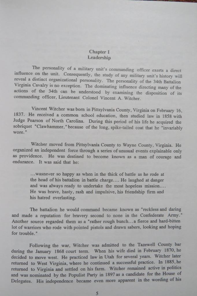 34th BATTALION VIRGINIA CAVALRY – VIRGINIA REGIMENTAL HISTORIES SERIES – NEW