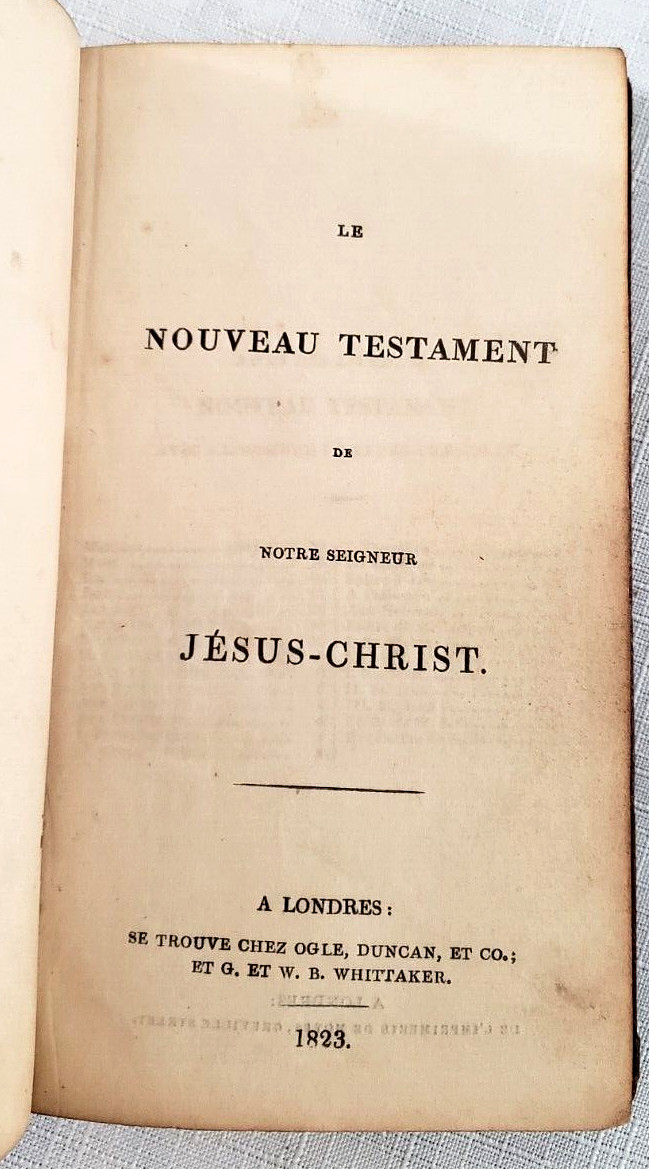 1823 LE NOUVEAU TESTAMENT, French Bible, Jesus Christ, Fine Binding Red Leather