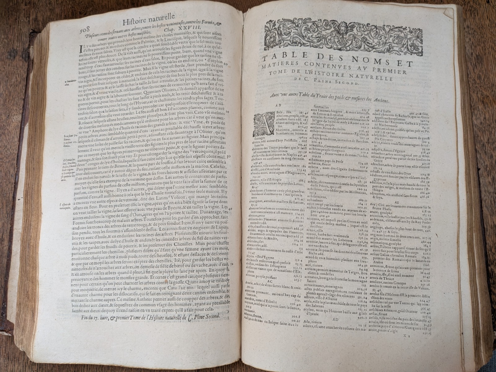 antique book-A. Pinet -The History of the World of C. Pliny Second 2/2 in 1 V…