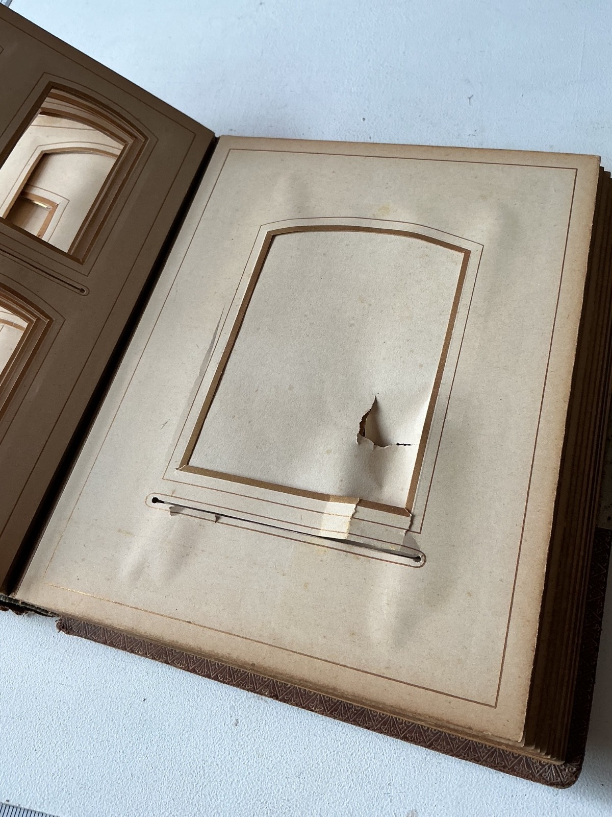 Victorian Leather Photo Album Embossed Floral Cover Metal Clasp 19th century