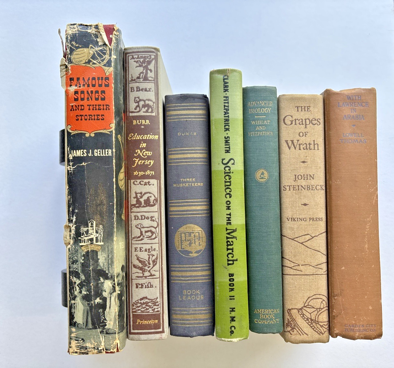 Vintage 1920s-1940s Hardcover Book Lot Set of 7 History Literature Science