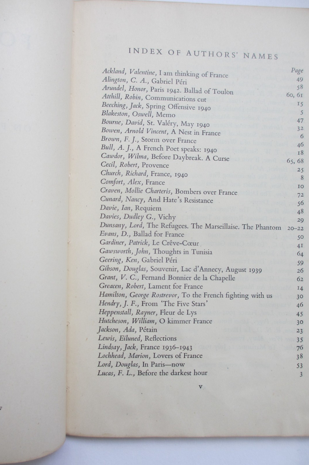 Nancy Cunard, ed. Poems for France. 1944. Sylvia Townsend Warner etc.