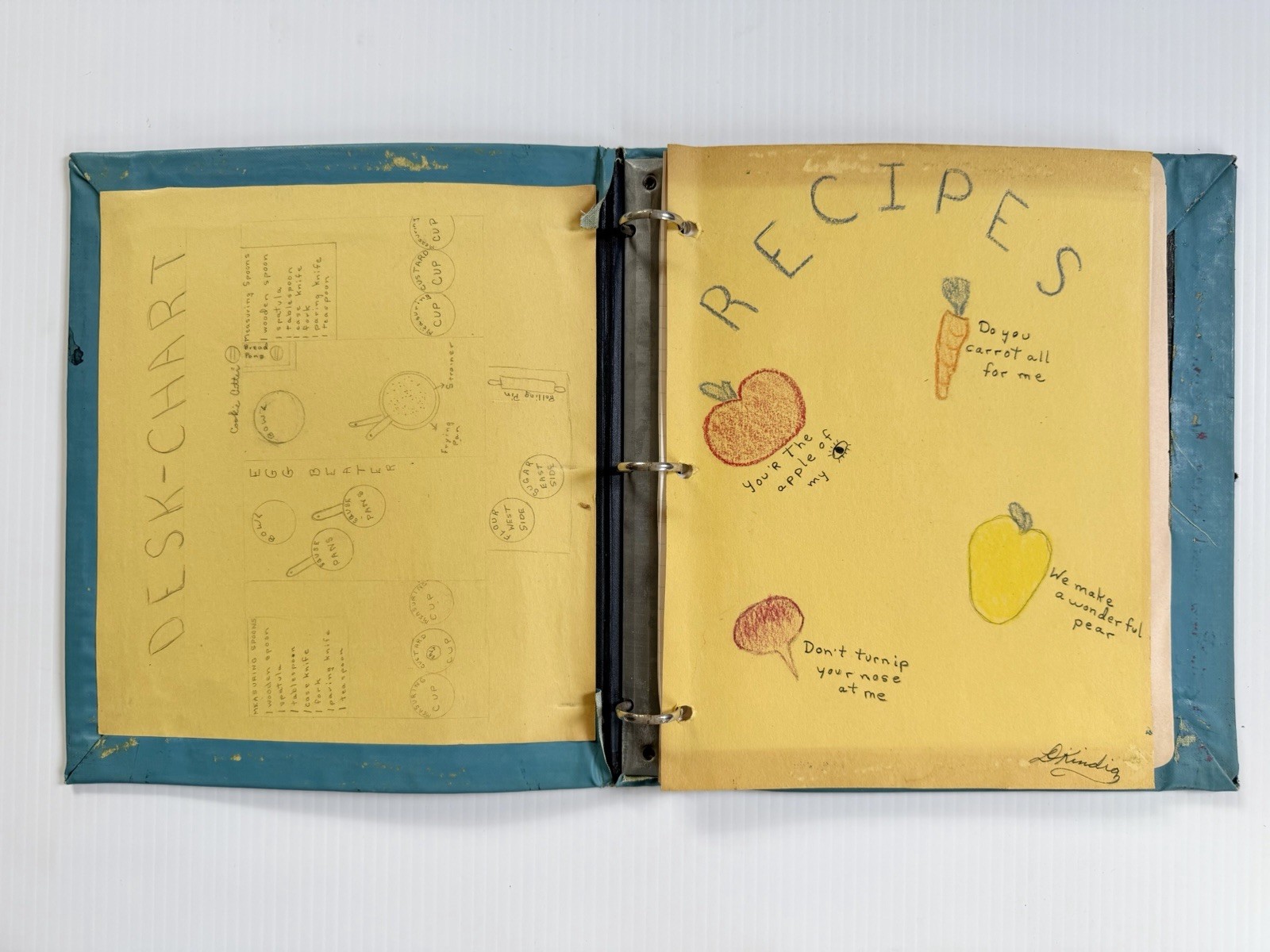 Vintage 1954-55 Home Economics Binder With Recipes & Notes Hand Written Cookbook