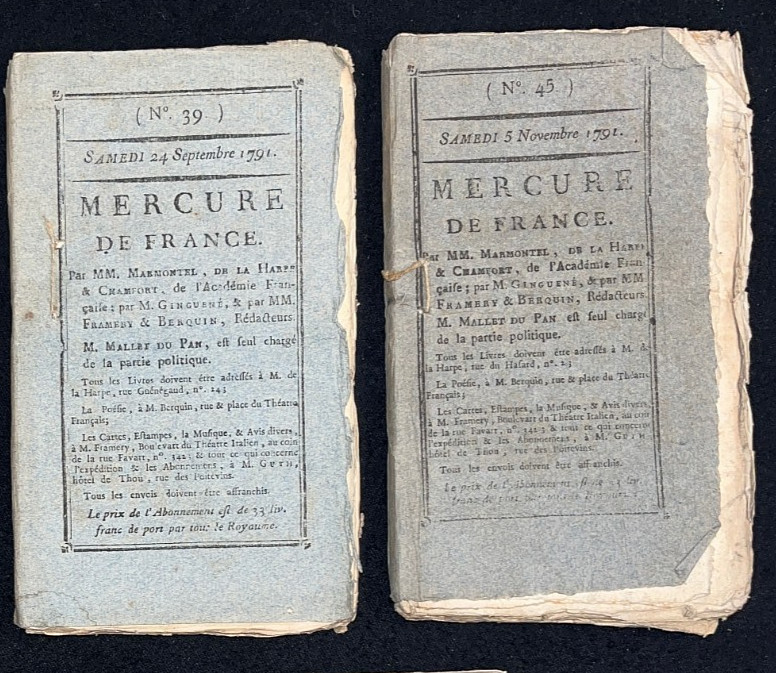 “MERCURE DE FRANCE” – 5 Issues – 1791 MAGAZINE DURING FRENCH REVOLUTION