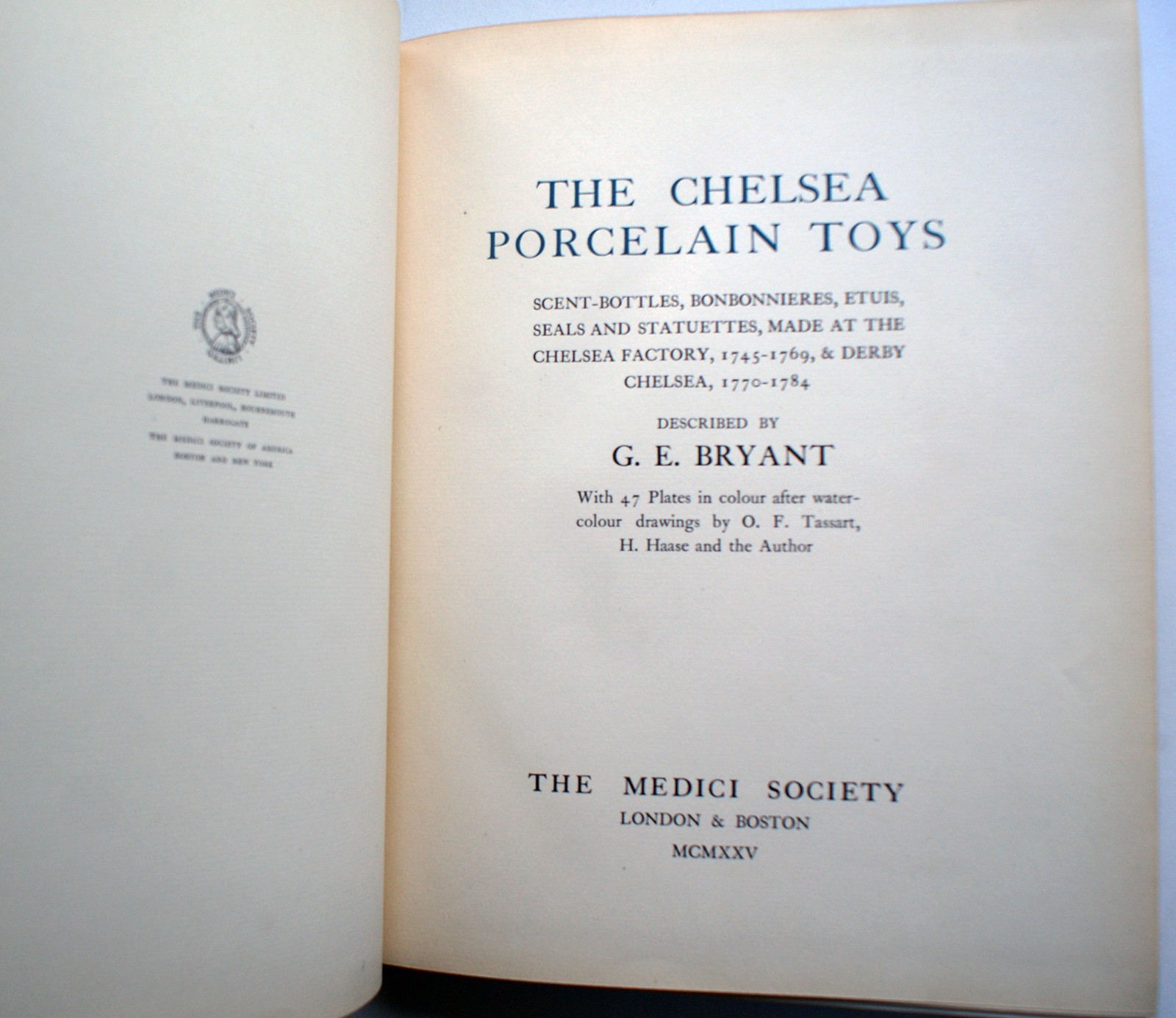 THE CHELSEA PORCELAIN TOYS G. E. Bryant 1925 Ltd 1st Ed The Medici Society [306]