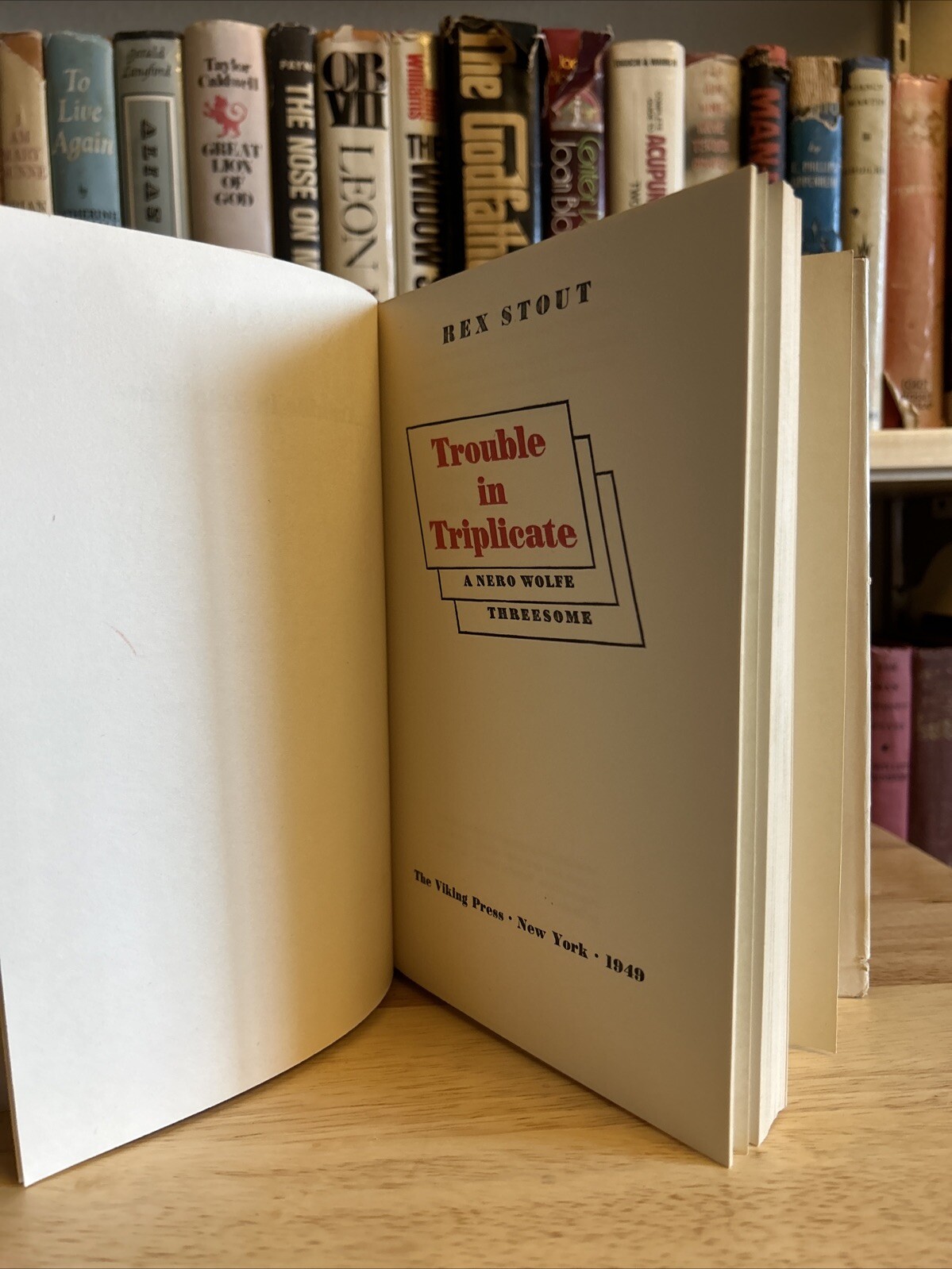 Trouble in Triplicate, A Nero Wolfe mystery by Rex Stout 1949 Viking HCDJ