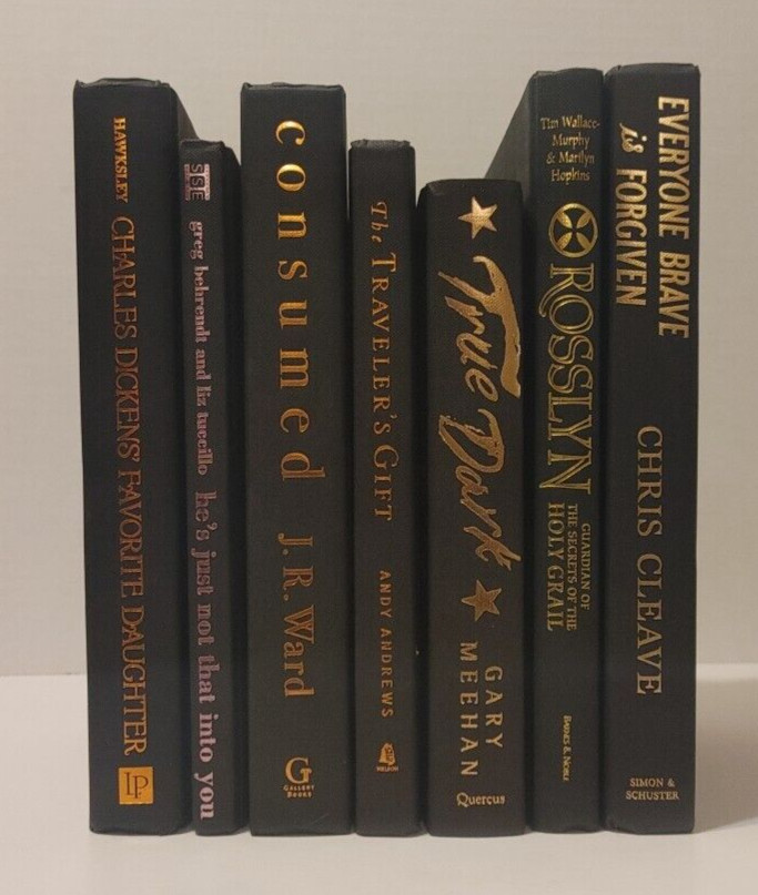 RANDOM Lot of 10 BLACK Modern Hardcover Books Staging Props Decor Bookshelf