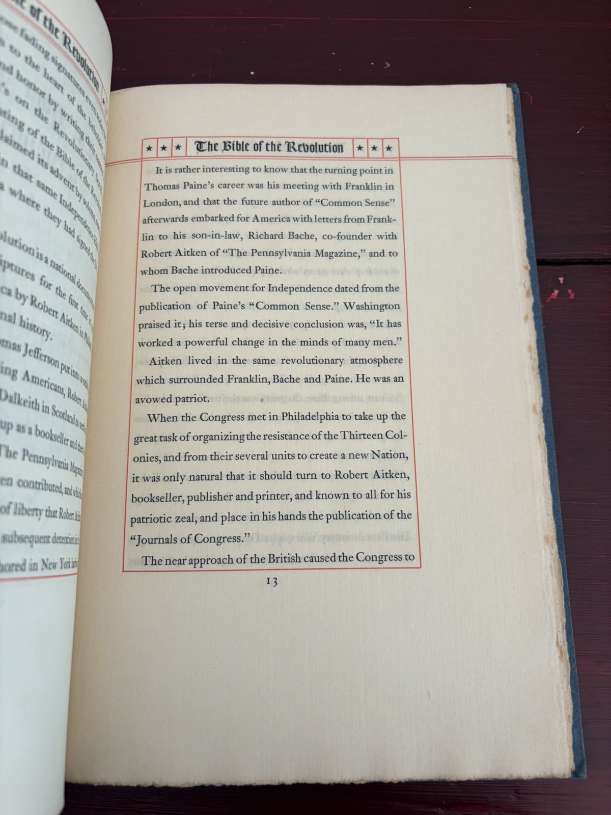 An Original Leaf From the Bible of the Revolution, John Howell, 1930, Signed